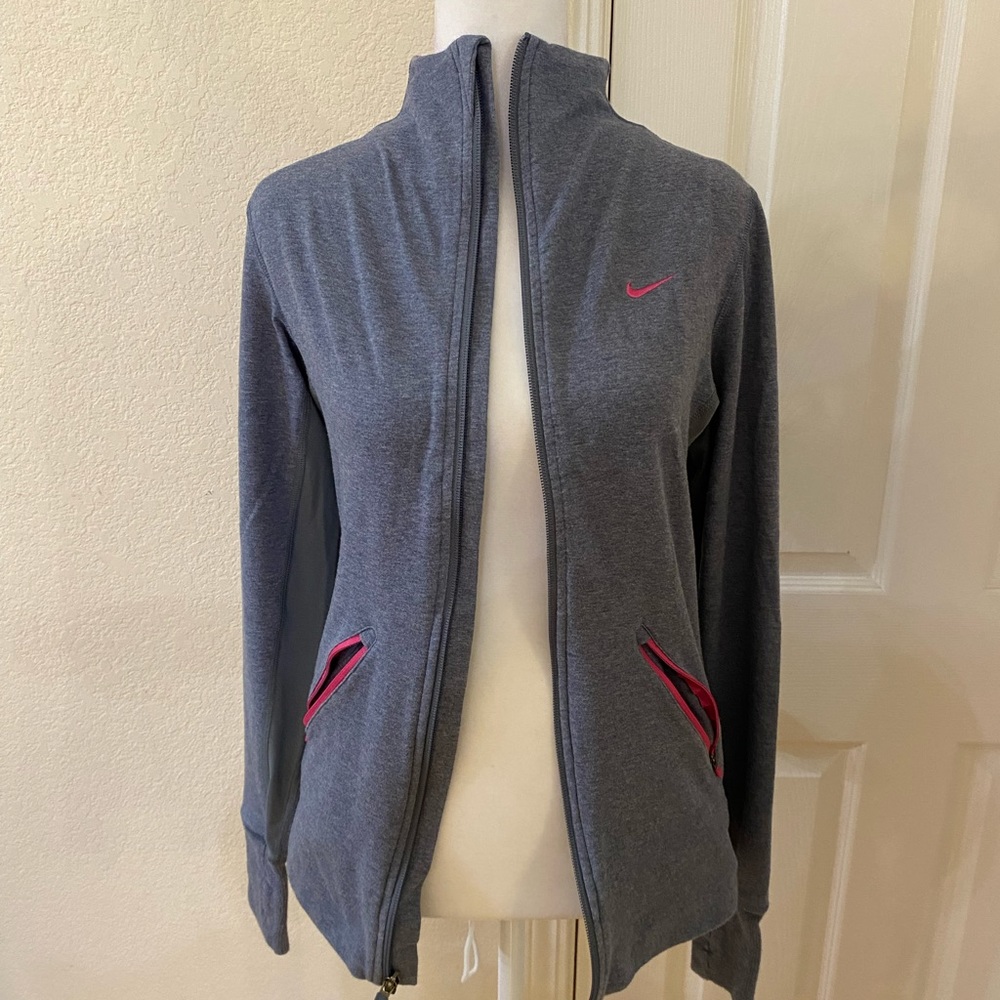 Nike Gray and Pink Women's Sweatshirt